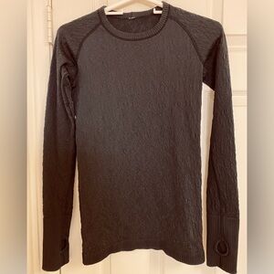 Lululemon Rest Less Black Stretch Textured Pullover Long Sleeve Top